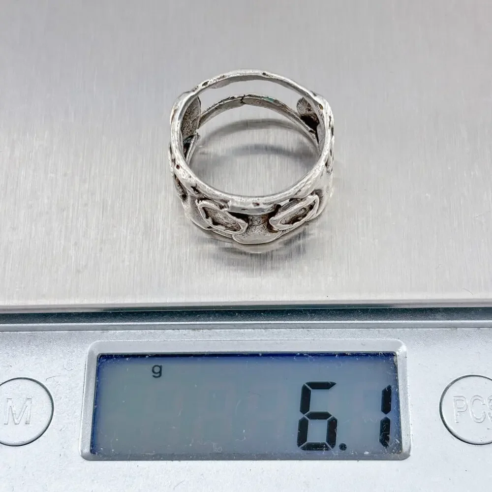 Vintage Sterling Silver 925 Abstract Openwork Ring Size 7.5